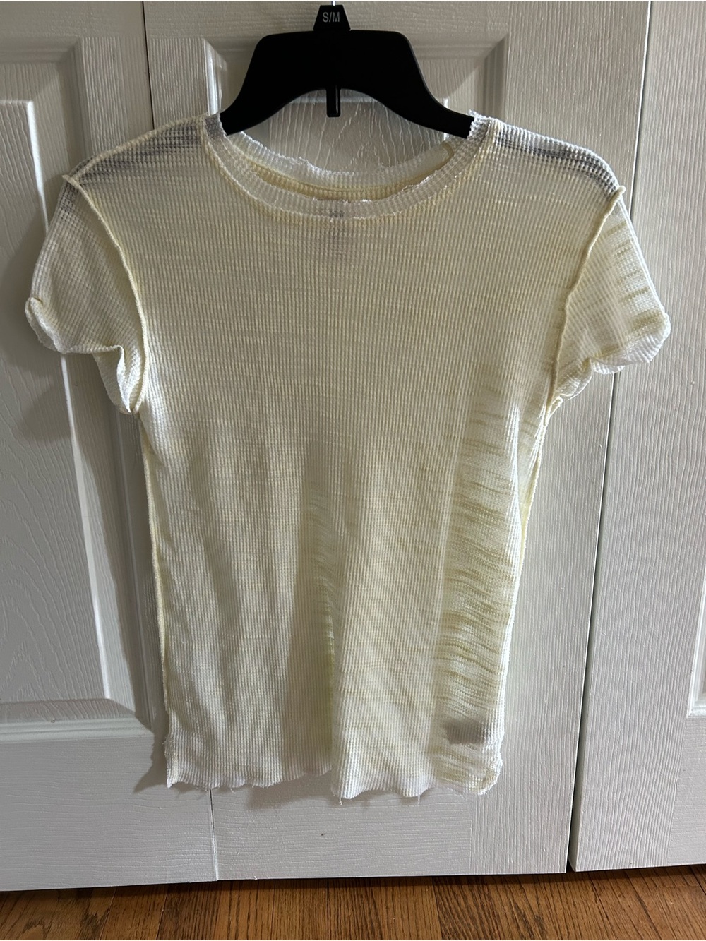 We The Free Light Yellow Ribbed Short-Sleeve Tee